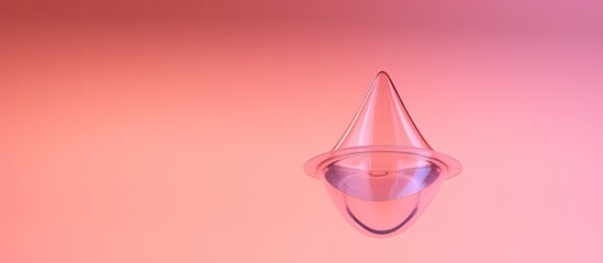 Photo of a single droplet of water on a vibrant pink surface with copy space