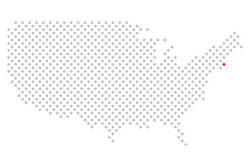 Fototapeta na wymiar Boston in den USA: Amerikakarte aus grauen Punkten mit roter Markierung