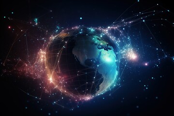 Naklejka na ściany i meble Background Global network connection internet globe