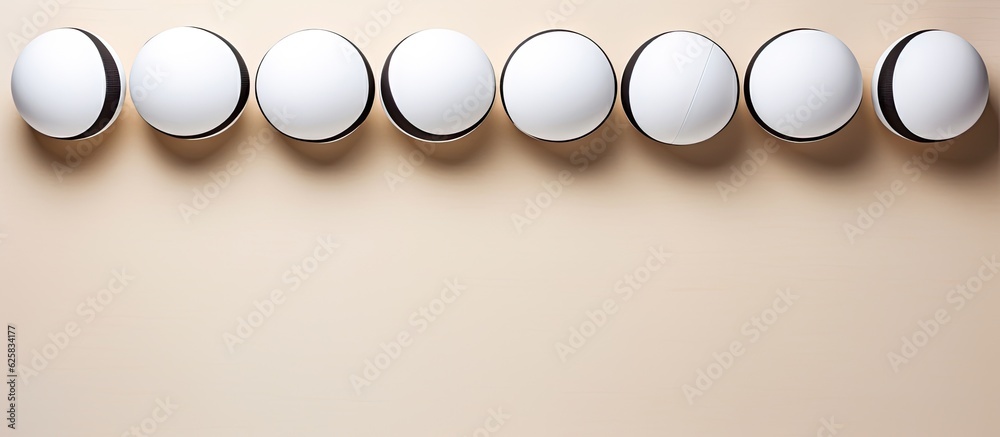 Poster Photo of a row of white eggs on a counter, with plenty of space for your own message or design with copy space