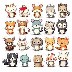 Obraz premium Set of animals, generative AI 