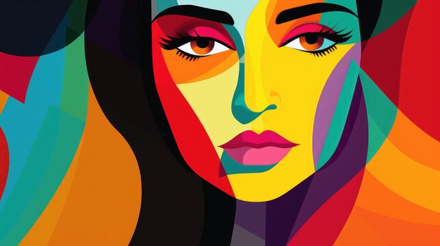Portrait of a abstract colorful woman. Generative AI