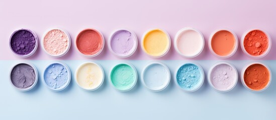 Photo of colorful powders on vibrant background with plenty of space for text or design elements with copy space