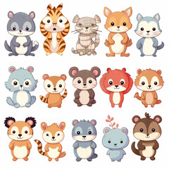 Set of animals, generative AI 
