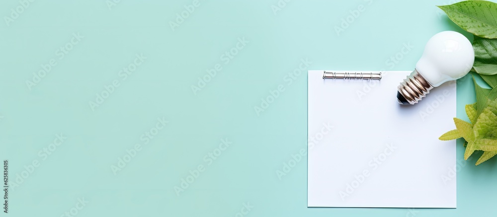 Aufkleber photo of a notepad with a light bulb on top, perfect for jotting down ideas and inspiration with cop