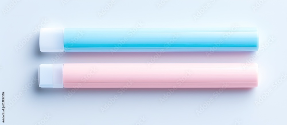 Poster Photo of colorful pens arranged in a neat row on a table with copy space