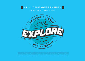 Vector Blue Explore the world tshirt design with text effect editable	
