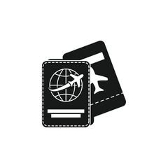 Passport and ticket icon vector illustration. International passport and ticket icon. Visa, document. Vector illustration can be used for topics such as citizenship, immigration, travel symbol