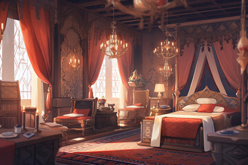 繊細で芸術的な中世ヨーロッパ風背景のイラスト(AI generated image)