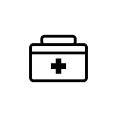 Medicine bag icon for clinic in stroke style, white background