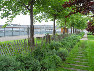 Paris, France - May 12th 2023: Beautiful green promenade above Gare de l'est