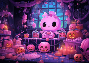  halloween cute pink background