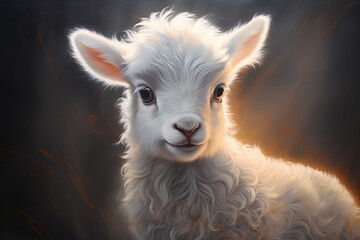 Portrait of a baby lamb. Generative AI