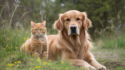 Dog and cat, pet insurance policies. Generative AI