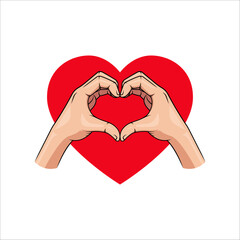 Hands folded in the form of a hear vector