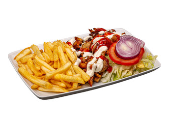 Plate of kebab and vegetables - 625841745