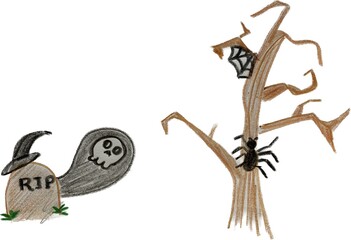 Obraz premium set of animals in halloween themes design for October event hand drawing style