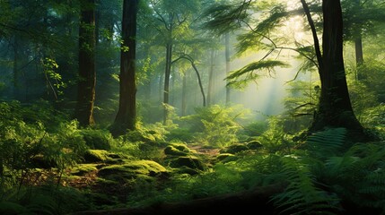 morning in the forest landscape background