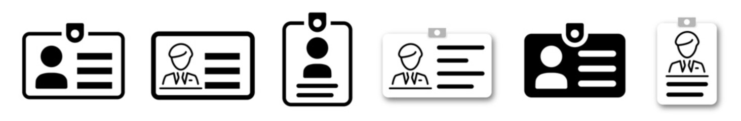 ID Card icon set. Identification card outline icon set. Driver's license Identification card symbol. Editable stroke. Identification card icon set. Vector illustration - obrazy, fototapety, plakaty