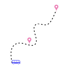 Bus Travel Route Blue and Pink