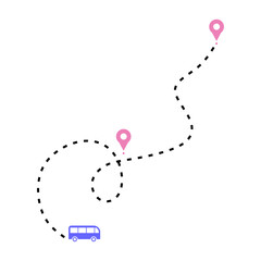 Bus Travel Route Blue and Pink