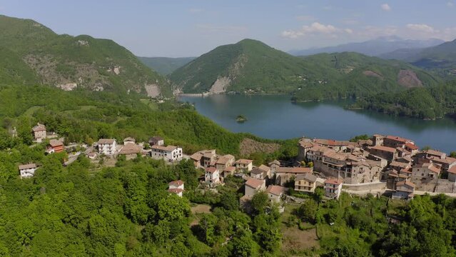 Aerial view of Varco Sabino in Rieti Italy