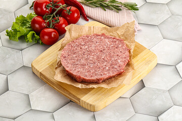 Raw beef uncooked burger cutlet