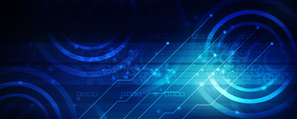 2d illustration Abstract futuristic electronic circuit technology background