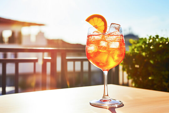 Ai generative. Glass of aperol coctail