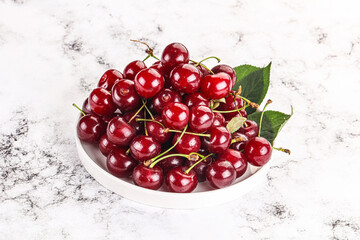 Ripe sweet juicy cherry heap