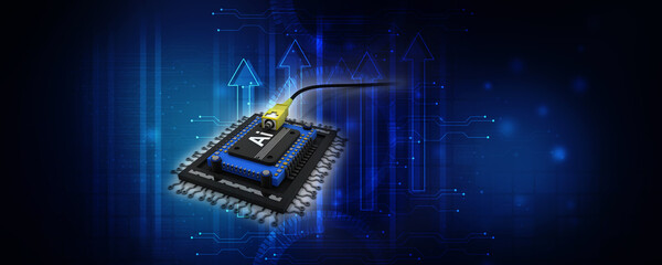 3d rendering microchips with aux cable
