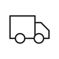 Delivery truck black icon vector illustration. Silhouette shipping truck pictogram. Simple flat isolated symbol for logo, interface elements, app, ads, banner, web, dev, ui, ux. Vector EPS 10