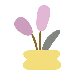 Cute Impasto Tulip Flower icon vector illustration asset element