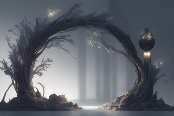 landscape with snow and trees. Generative AI