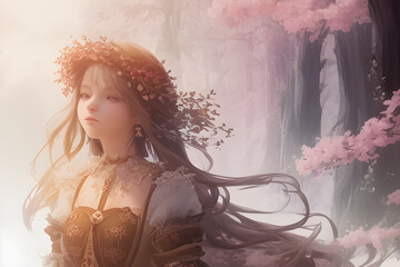 portrait of a woman in dress. Generative AI