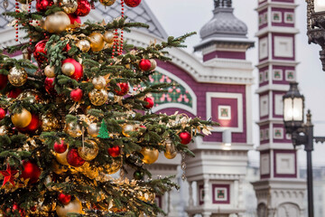 Moscow, Revolution Square. Christmas decoration of the streets. Beautiful festive landscapes in the...