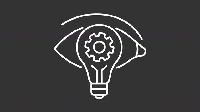 Problem solving animation library. Creative solution animated white line icons. Decision making. Critical thinking. Isolated illustrations on dark background. Transition alpha. HD video. Icon pack