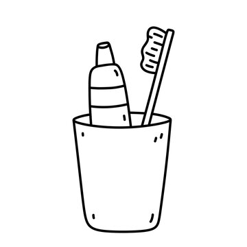 toothbrush and toothpaste in cup clip art preview