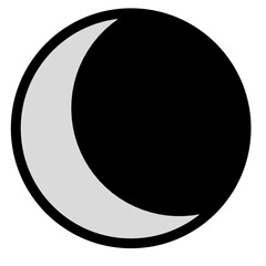 crescent moon icon on black background 