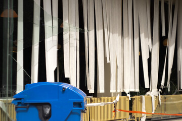 A powerful storm hit the Balkans and Novi Sad Serbia with strong winds and heavy rain and carried damage to roofs, broken windows and uprooted trees 