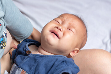 A mom baby breastfeeding