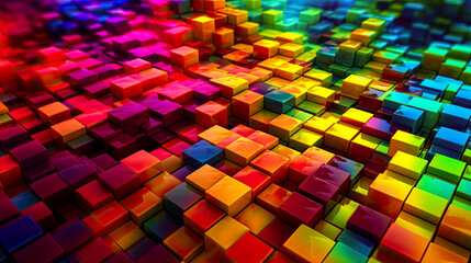 an abstract background that is made of multiple rainbow cubes