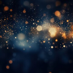 Abstract background with Dark blue and gold particle Bokeh created with Generative AI