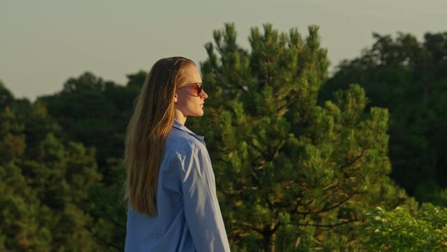 Woman wearing sunglasses, Standing, Fashion, outdoors, nature