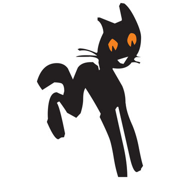 Halloween cat clip art .Cartoon black cat.