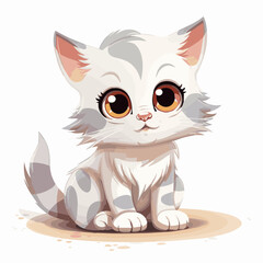 Obraz premium cat cartoon clipart vector white background