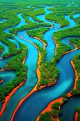 Fototapete Grün The Amazon River in Brazil seen from above. (Generative AI)
