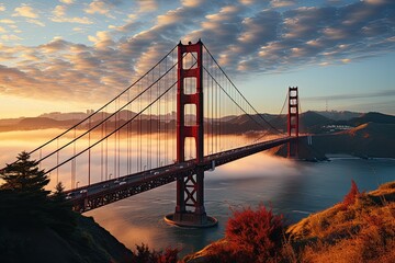 Fototapeta premium Golden Gate Bridge at sunset, San Francisco, California, USA