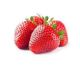 Strawberry fruits on white backgrounds.