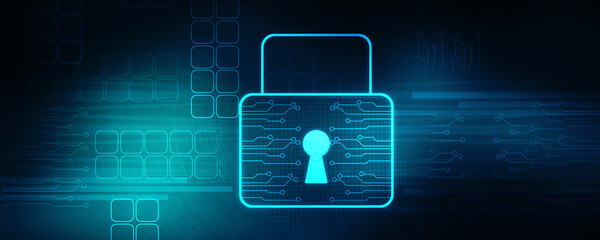 2d illustration Safety concept: Closed Padlock on digital background